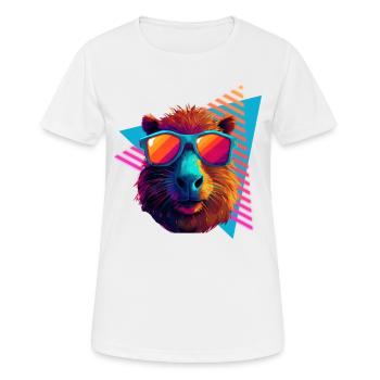 Capybara with sunglasses 80s style - Women's Breathable T-Shirt - white - Front - AI Model Female 172 dark (172cm)