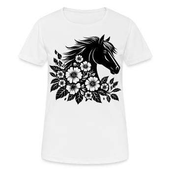 Horse head with flowers - Women's Breathable T-Shirt - white - Front - AI Model Female 172 dark (172cm)