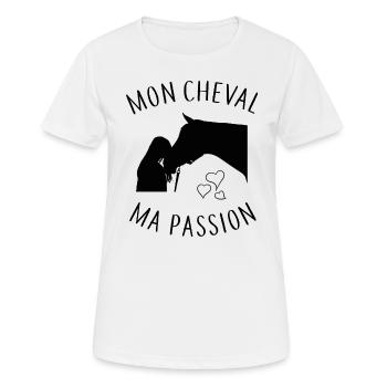 Mon cheval, ma passion - T-shirt respirant Femme - blanc - Devant - AI Model Female 172 dark (172cm)