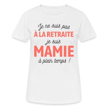 Mamie à plein temps - T-shirt respirant Femme - blanc - Devant - AI Model Female 172 dark (172cm)