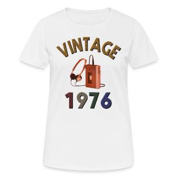 Vintage 1976 Walkman Gift Husband Wife Cassette - Women's Breathable T-Shirt - white - Front - AI Model Female 172 dark (172cm)