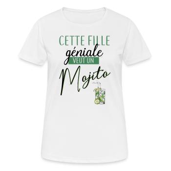 Cette fille veut un mojito - T-shirt respirant Femme - blanc - Devant - AI Model Female 172 dark (172cm)