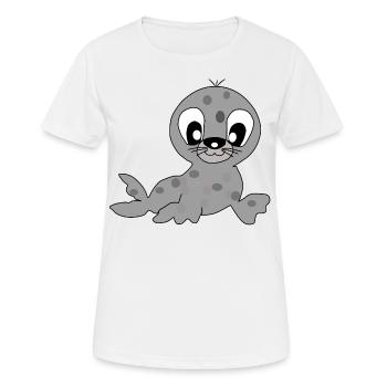 Robbe Robben Baby süß - Frauen T-Shirt atmungsaktiv - Weiß - Vorne - AI Model Female 172 dark (172cm)