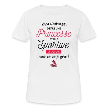 Princesse - Sportive - T-shirt respirant Femme - blanc - Devant - AI Model Female 172 dark (172cm)