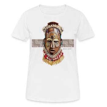 Masque africain, Bénin - T-shirt respirant Femme - blanc - Devant - AI Model Female 172 dark (172cm)