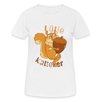Lütje Katteker Écureuil bas-allemand - T-shirt respirant Femme - blanc - Devant - AI Model Female 172 dark (172cm)