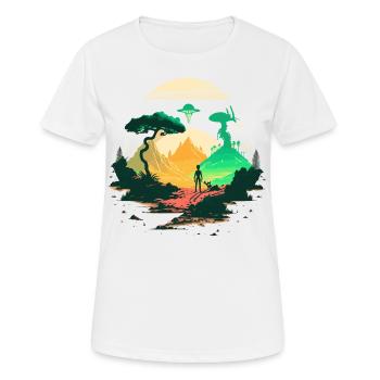 strange world - Women's Breathable T-Shirt - white - Front - AI Model Female 172 dark (172cm)