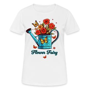 Blumen Fee Gärtnerin Gießkanne Sommer flower fairy - Frauen T-Shirt atmungsaktiv - Weiß - Vorne - AI Model Female 172 dark (172cm)