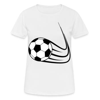 Fußball, Ball, Soccer, Football, Schuss, Tor - Frauen T-Shirt atmungsaktiv - Weiß - Vorne - AI Model Female 172 dark (172cm)