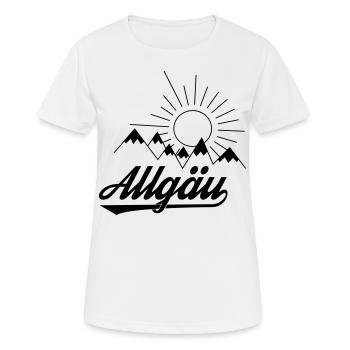 Allgäu Schriftzug mit Bergen und Sonne - Geschenk - Frauen T-Shirt atmungsaktiv - Weiß - Vorne - AI Model Female 172 dark (172cm)