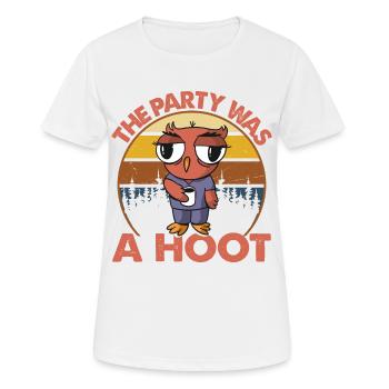 The Party Was A Hoot - Kaffee-Eule - Lustiger Voge - Frauen T-Shirt atmungsaktiv - Weiß - Vorne - AI Model Female 172 dark (172cm)