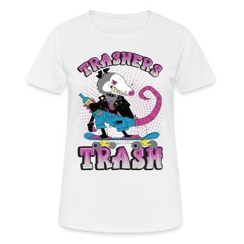 Trashers Trash - Opposum - Skater - Skateboard - T-shirt respirant Femme - blanc - Devant - AI Model Female 172 dark (172cm)