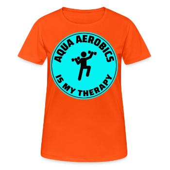 Aquagym Fitness aquatique Aqua Exercice - T-shirt respirant Femme - orange néon - Devant - AI Model Female 172 dark (172cm)