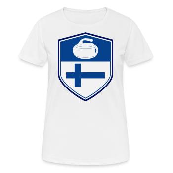 Finnland Flagge Curling Team Wintersport - Frauen T-Shirt atmungsaktiv - Weiß - Vorne - AI Model Female 172 dark (172cm)