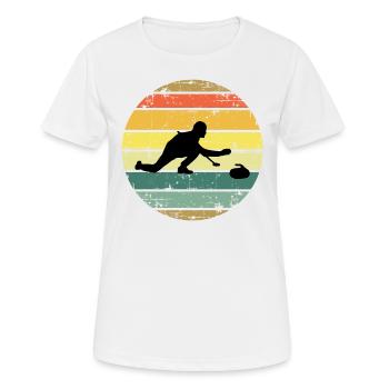 Stone Curling Wintersport 80er Jahre Stil Retro Vintage - Frauen T-Shirt atmungsaktiv - Weiß - Vorne - AI Model Female 172 dark (172cm)