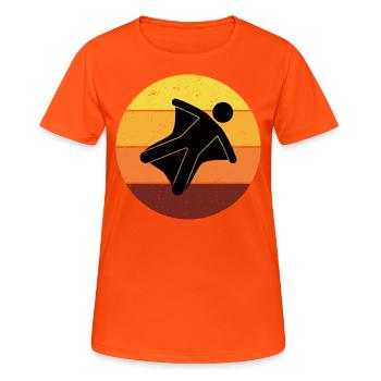 Wingsuit fliegen Base Jumping Skydiving Retro - Frauen T-Shirt atmungsaktiv - Neonorange - Vorne - AI Model Female 172 dark (172cm)