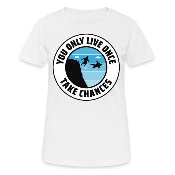 Wingsuit fliegen Base Jumping Fallschirmspringen Wingsuiting - Frauen T-Shirt atmungsaktiv - Weiß - Vorne - AI Model Female 172 dark (172cm)