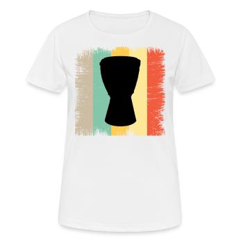Djembe Player Schlagzeuger Musik Schlagzeug Vintage Retro - Frauen T-Shirt atmungsaktiv - Weiß - Vorne - AI Model Female 172 dark (172cm)