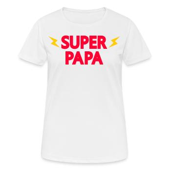 SUPER PAPA VATERTAGSGESCHENK MANN HELD HERO DADDY - Frauen T-Shirt atmungsaktiv - Weiß - Vorne - AI Model Female 172 dark (172cm)