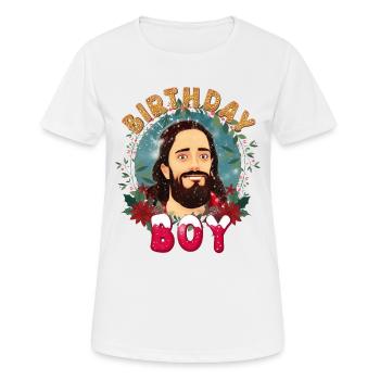Lustiger Jesus Christus Das Geburtstagskind Weihnachten - Frauen T-Shirt atmungsaktiv - Weiß - Vorne - AI Model Female 172 dark (172cm)