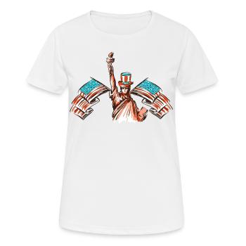 USA TORCH AMERICA 4TH JULY FOURTH STARS STRIPES - Women's Breathable T-Shirt - white - Front - AI Model Female 172 dark (172cm)
