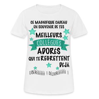 Collegues adorés Message départ - T-shirt respirant Femme - blanc - Devant - AI Model Female 172 dark (172cm)