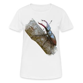 Le cerf est l’un des plus gros coléoptères - T-shirt respirant Femme - blanc - Devant - AI Model Female 172 dark (172cm)