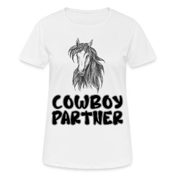 Cowboy Partenaire Western Texas Cowboy Rodeo Horse - T-shirt respirant Femme - blanc - Devant - AI Model Female 172 dark (172cm)