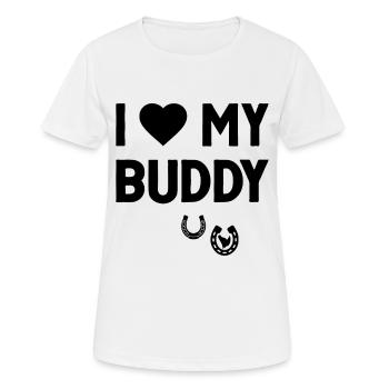 J’aime mon copain signe de cœur de sabots de cheval - T-shirt respirant Femme - blanc - Devant - AI Model Female 172 dark (172cm)