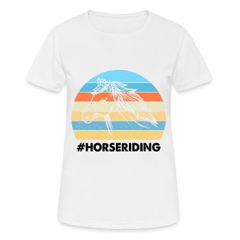 Horseback Riding Colorful Sunset Background Horse - Women's Breathable T-Shirt - white - Front - AI Model Female 172 dark (172cm)