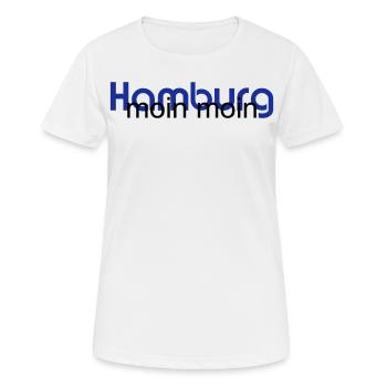 Hamburg - MoinMoin - Blue - Frauen T-Shirt atmungsaktiv - Weiß - Vorne - AI Model Female 172 dark (172cm)