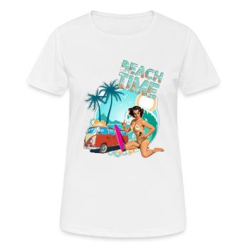 Beach time surfer pin up - Women's Breathable T-Shirt - white - Front - AI Model Female 172 dark (172cm)