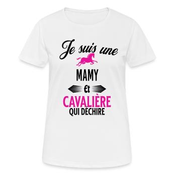 je suis cavalière qui déchire et mamy - T-shirt respirant Femme - blanc - Devant - AI Model Female 172 dark (172cm)