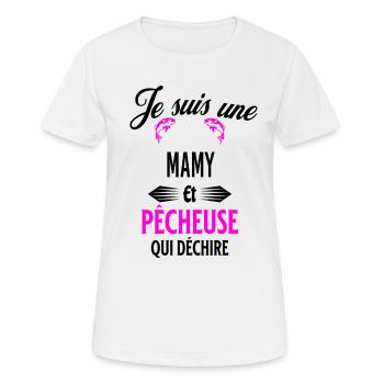 je suis pêcheuse qui déchire et mamy - T-shirt respirant Femme - blanc - Devant - AI Model Female 172 dark (172cm)