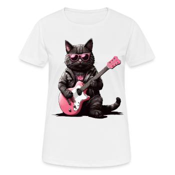 Cool Cat Serenade : épaisse, rose et épique - T-shirt respirant Femme - blanc - Devant - AI Model Female 172 dark (172cm)