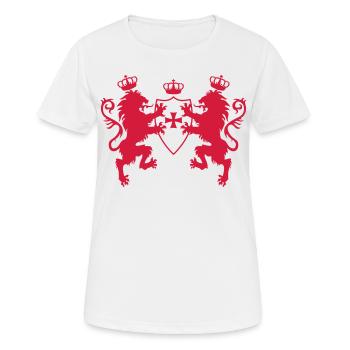 Loewen avec la couronne 1c Templier Croix Shield - T-shirt respirant Femme - blanc - Devant - AI Model Female 172 dark (172cm)