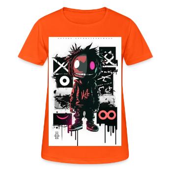 Robot Graffiti Design by ART8NS Art ON Streetwear - Frauen T-Shirt atmungsaktiv - Neonorange - Vorne - AI Model Female 172 dark (172cm)