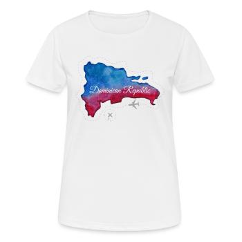 Map blue red Dominican Republic - Women's Breathable T-Shirt - white - Front - AI Model Female 172 dark (172cm)