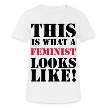 Feminist - Frauen T-Shirt atmungsaktiv - Weiß - Vorne - AI Model Female 172 dark (172cm)