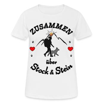 Frauchen Hund Wandern Gassi - Frauen T-Shirt atmungsaktiv - Weiß - Vorne - AI Model Female 172 dark (172cm)