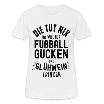 Fußball Fussball lustiger Spruch Deutschland - Frauen T-Shirt atmungsaktiv - Weiß - Vorne - AI Model Female 172 dark (172cm)