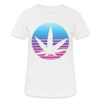 Cannabis Leaf Retro Coucher de soleil - T-shirt respirant Femme - blanc - Devant - AI Model Female 172 dark (172cm)