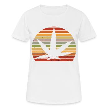 Cannabis Leaf Retro Coucher de soleil - T-shirt respirant Femme - blanc - Devant - AI Model Female 172 dark (172cm)