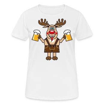 148 Hirsch Rudi Bier besoffen lustig - Frauen T-Shirt atmungsaktiv - Weiß - Vorne - AI Model Female 172 dark (172cm)