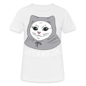 Weiße Main Coon Katze Cat Outfit für - Frauen T-Shirt atmungsaktiv - Weiß - Vorne - AI Model Female 172 dark (172cm)