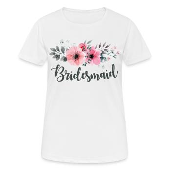 Demoiselle d'honneur Maid of Honour.Hen Night Gifts. Floral - T-shirt respirant Femme - blanc - Devant - AI Model Female 172 dark (172cm)