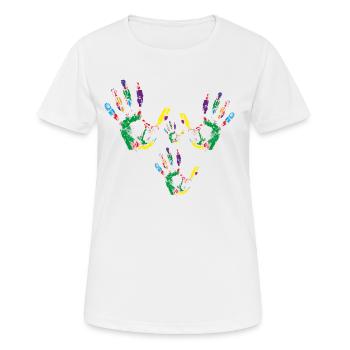 4 empreintes de mains - T-shirt respirant Femme - blanc - Devant - AI Model Female 172 dark (172cm)