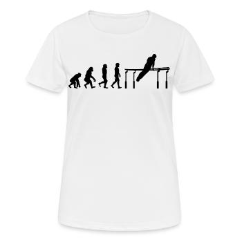 Kunstturnen Parallelbarren Turner Evolution - Frauen T-Shirt atmungsaktiv - Weiß - Vorne - AI Model Female 172 dark (172cm)