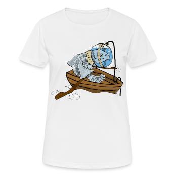 Fisch im Ruderboot mit Tauchglocke - Frauen T-Shirt atmungsaktiv - Weiß - Vorne - AI Model Female 172 dark (172cm)