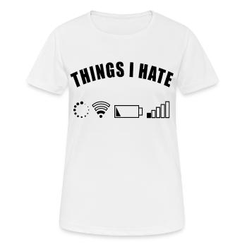 CHOSES QUE JE DÉTESTE BATTERIE RÉSEAU INTERNET NUMÉRIQUE CADEAU - T-shirt respirant Femme - blanc - Devant - AI Model Female 172 dark (172cm)